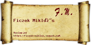Ficzek Miklós névjegykártya